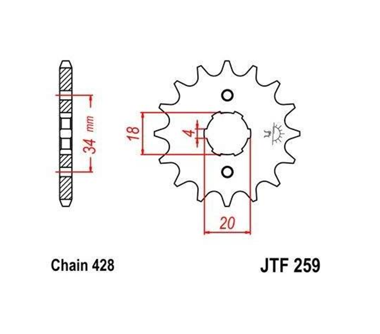 PION JT 259 DE ACERO CON 13 DIENTES